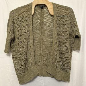 Tahari Women Size XS Green Open Knit Cardigan Boho Beach Minimal‎ Bat Sleeve